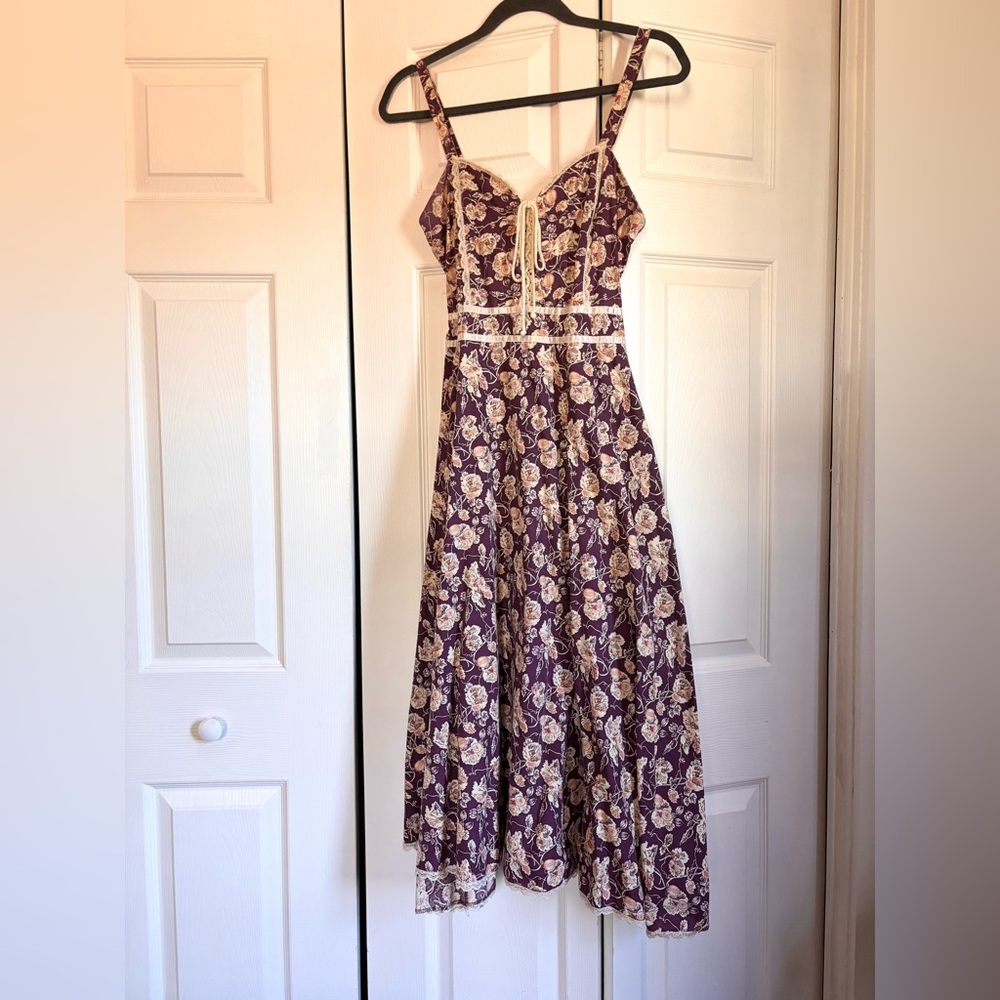 Gunne Sax by Jessica RARE Purple Floral Maxi Dress